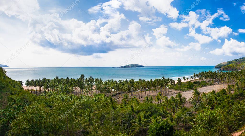 Beautiful view on tropical Duli beach at Palawan island. Philippines. 