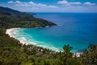 Panoramic view on Sabang beach, Puerto Princesa, Palawan island. Philippines . clipart