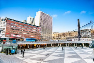 STOCKHOLM SWEDEN - 18 Ocak 2016: Stockholm şehir merkezinde 18 Ocak 2016 tarihinde mimarlık. Stockholm, İsveç 'in başkenti ve İskandinavya' nın en kalabalık şehridir. 
