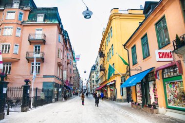 STOCKHOLM SWEDEN - 18 Ocak 2016: Stockholm şehir merkezinde 18 Ocak 2016 tarihinde mimarlık. Stockholm, İsveç 'in başkenti ve İskandinavya' nın en kalabalık şehridir. 