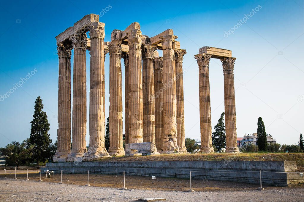Iconic pillars of Temple of Olympian Zeus, Athens historic center, Attica, Greece