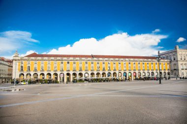 Lisboa, Portekiz 10 numara. 2018: Praca do Comrcio 'daki Rua Augusta Kemeri, İngilizce Ticaret Meydanı, Lisbons ana meydanı. Portekiz