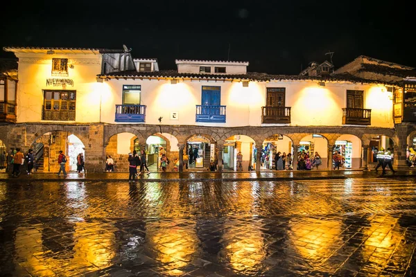 쿠스코 Jan 2019 Historic Colonial Buildings Plaza Armas Square Many — 스톡 사진