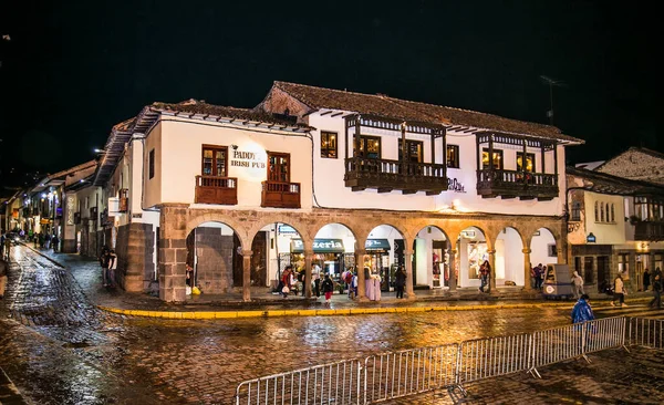 Cusco Peru 2019 Január Történelmi Gyarmati Épületek Plaza Armas Téren — Stock Fotó