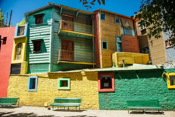 Buenos Aires Argentina Dez 2018 Casas Coloridas Rua Caminito Boca — Fotografia de Stock