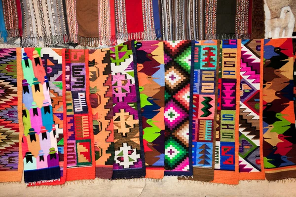Мачу Пікчу Пуебло Перу Січня 2019 Перуанська Традиційна Кольорова Тканина — стокове фото