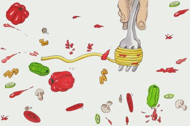 çizgi film spagetti yemek