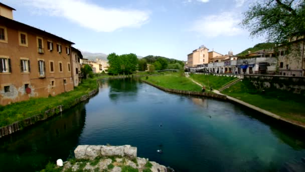 Velino Ποταμός Την Αρχαία Ρωμαϊκή Γέφυρα Ponte Romano Rieti Ιταλία — Αρχείο Βίντεο