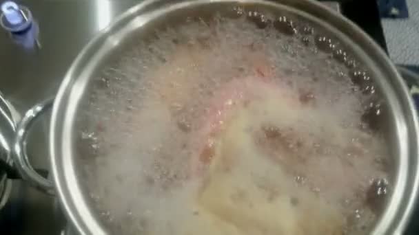 Shrimps boiling water — Stock Video