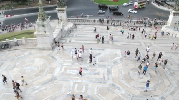 Vittoriano terraço vista, Victor Emmanuel monumento em Roma — Vídeo de Stock