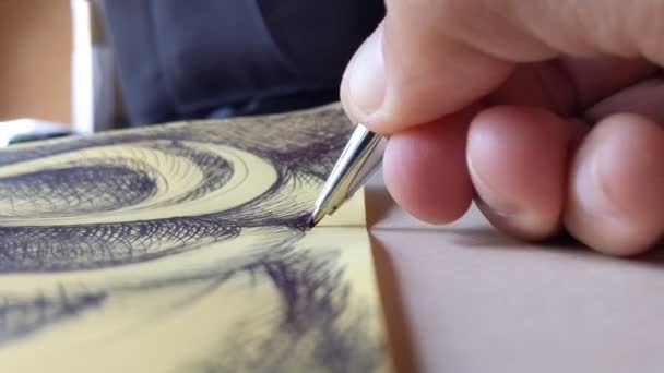 Stift Doodle Kunst Auf Papier — Stockvideo