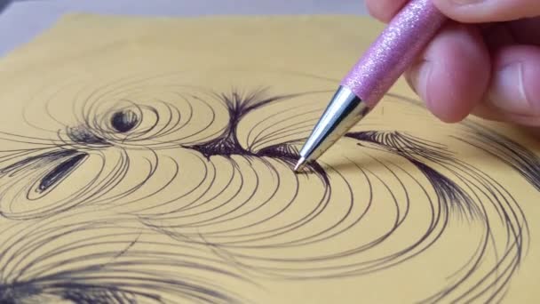 Stift Doodle Kunst Auf Papier — Stockvideo