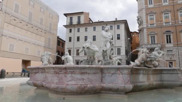 Rome Italië April 2021 Weinig Mensen Het Beroemde Navona Plein — Stockvideo