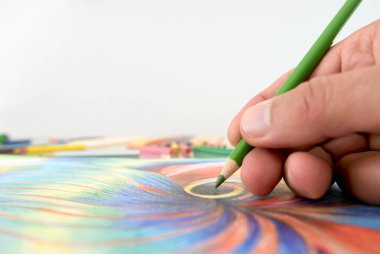 Kağıt üzerine sanatsal çizim Pastel resimler yaratıcılık kavramı