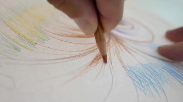 Desenho Artístico Sobre Papel Com Pastéis Conceito Criatividade — Vídeo de Stock