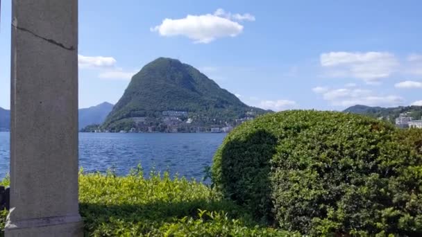Paisagem Lago Lugano Parque Público Ciani — Vídeo de Stock