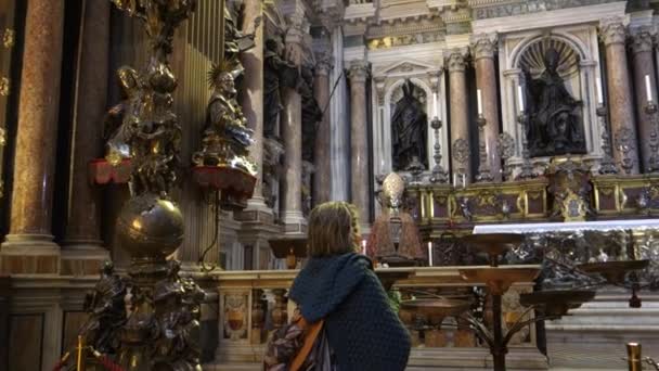 Naples Italien Mars 2021 Sankt Januarius Kapell Interiör Med Barockrelief — Stockvideo