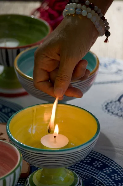 Tazas Cerámica Altar Alquímico Sagrado Elemento Fuego — Foto de Stock