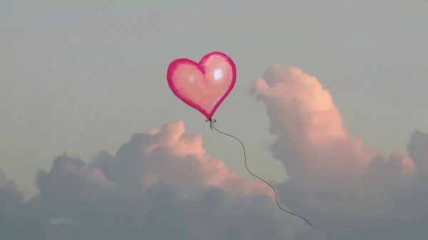 Corazón en las nubes — Foto de Stock