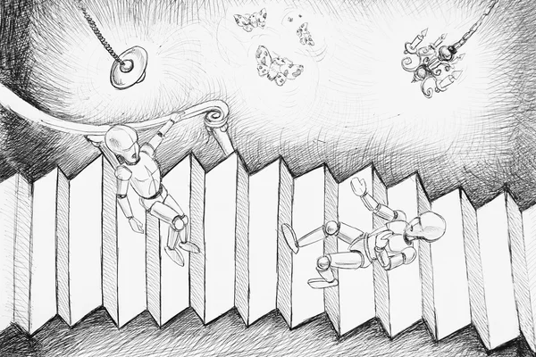 Escher stijl tekening — Stockfoto