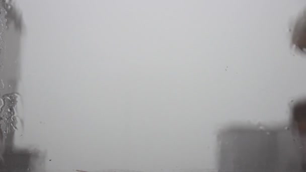 Gotas de chuva caindo nas janelas — Vídeo de Stock