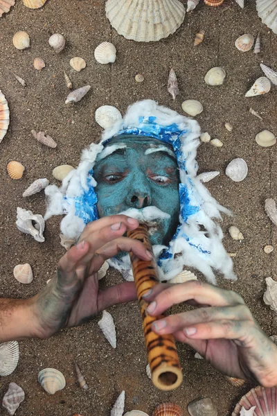 Modré moře muž fifer — Stock fotografie