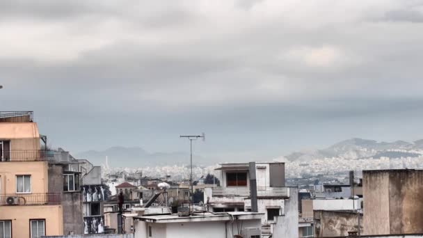 Афинские крыши в сумерках — стоковое видео