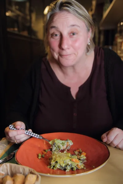 Happy female eater — Stock Photo, Image