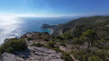 İtalya, ligurya denizi, Punta Crena Promontory hava manzarası