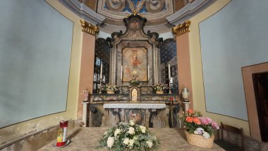 NICORVO, İtalya - 14 Eylül 2025: Tarihi Barok Kilisesi Madonna del Patrocinio