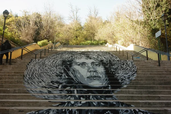 Giant mural on public staircase — Stock Photo, Image