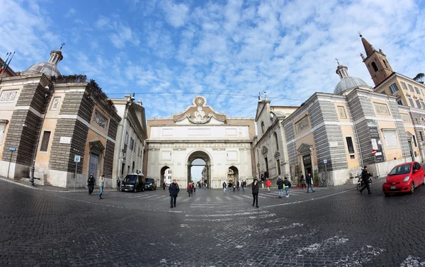 Bráně Porta del Popolo Aureliána, Řím — Stock fotografie