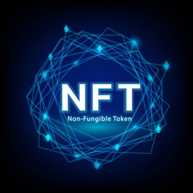 concept of NFT ,non-fungible token with network vector on dark background clipart