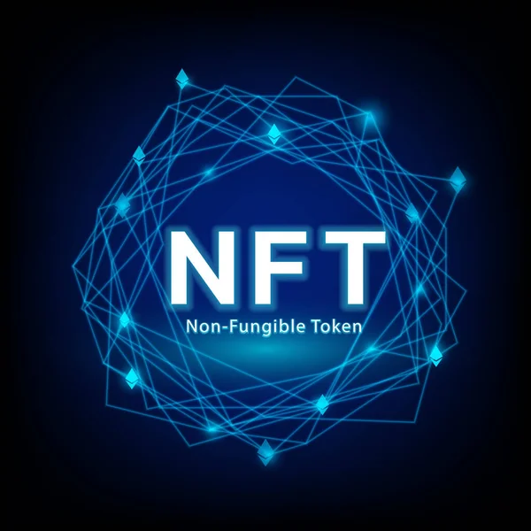 Koncept Nft Nezastupitelný Token Síťovým Vektorem Tmavém Pozadí Royalty Free Stock Ilustrace