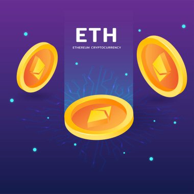 Koyu arkaplanda ağ vektörü olan ETH ethereum kripto para birimi