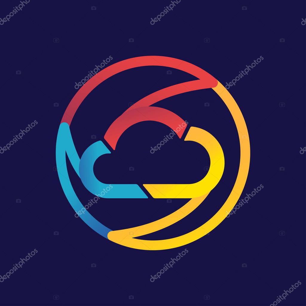 Logo or icon cloud with dark background,vector graphic