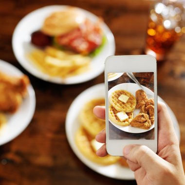 taking photo of food with smartphone clipart