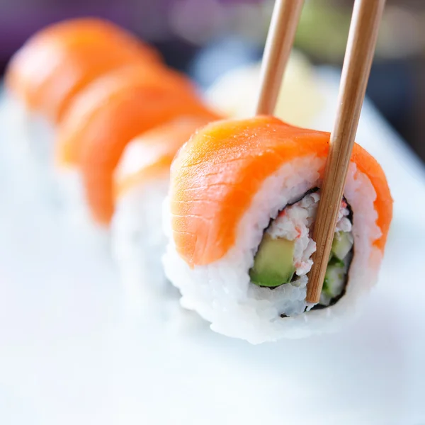 Salmon and tuna sushi — Stock Photo, Image