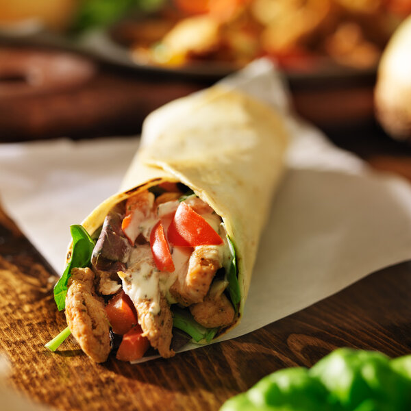 Chicken wrap in tortilla