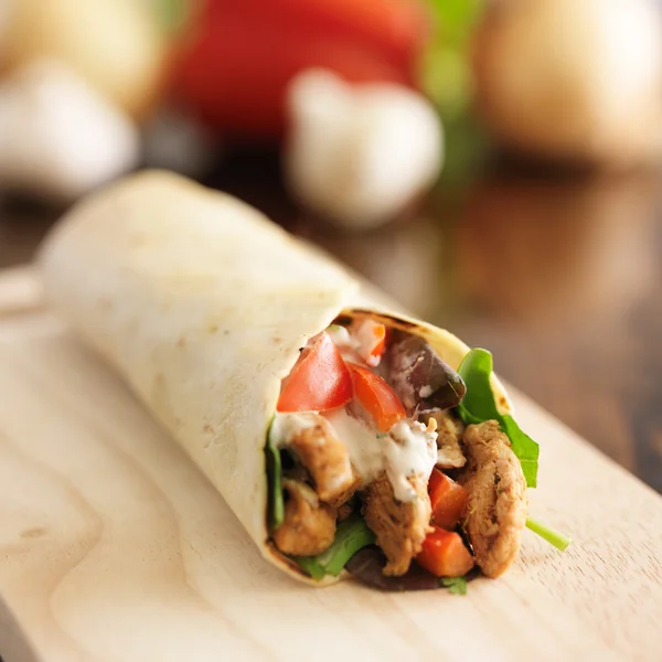 Chicken wrap in tortilla — Stock Photo, Image