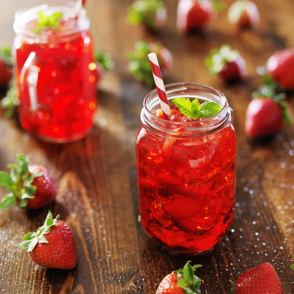 Red strawberry cocktail — Stock Photo, Image