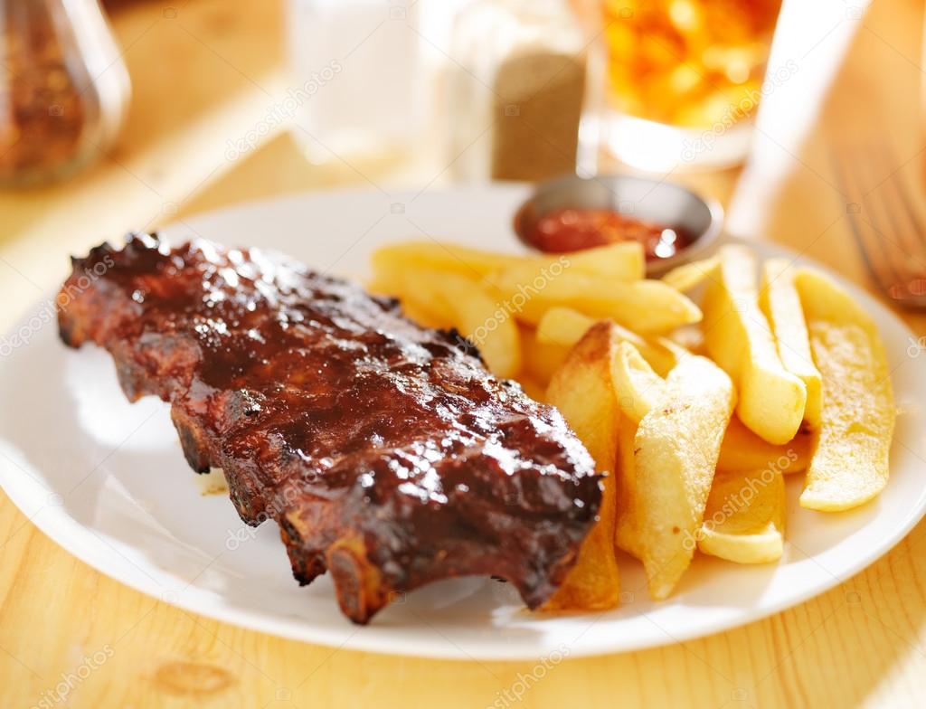 Plate with barbecue ribs