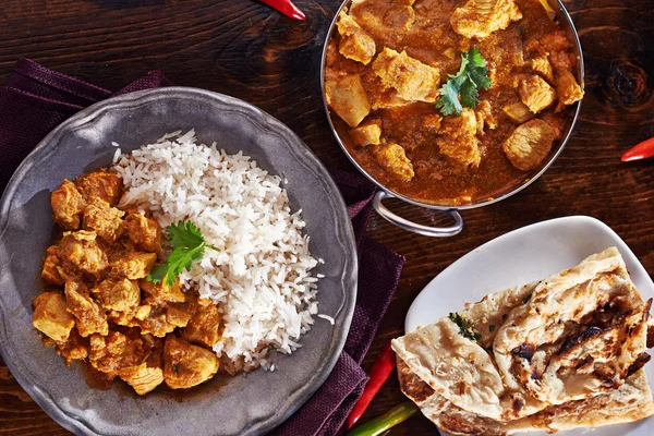 Farina di curry indiano con piatto di balti — Foto Stock