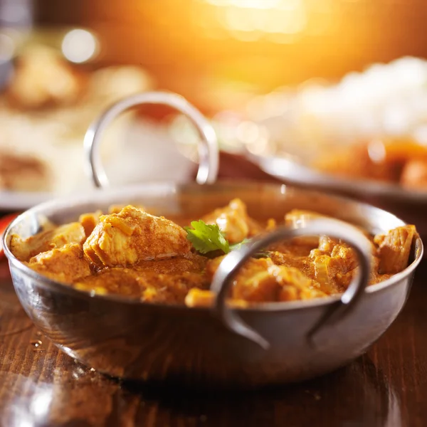 Indian butter chicken curry with basmati rice — Stock Photo, Image