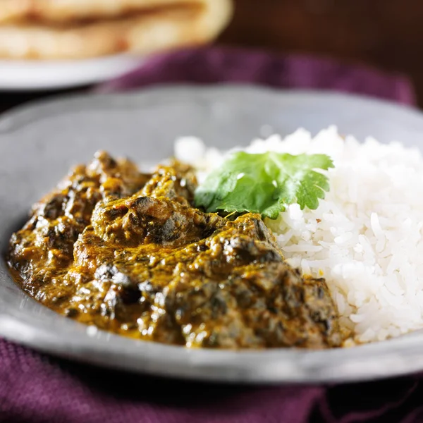 Indio saag paneer curry de cerca —  Fotos de Stock