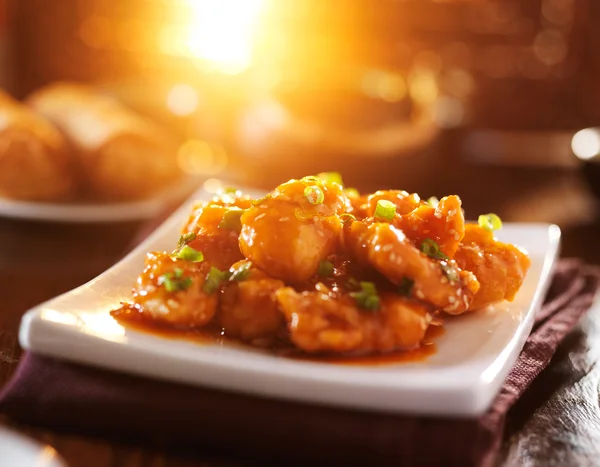 Chinese sesame chicken on plate — Stock Photo, Image