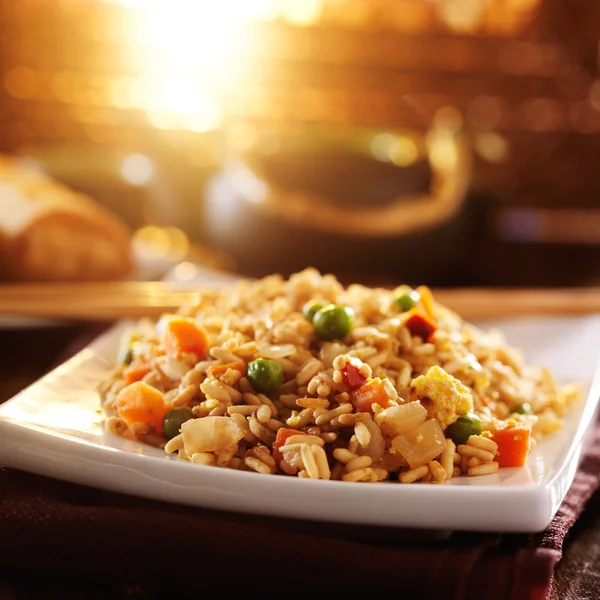 Chinese vegetable fried rice on plate — Stock Photo, Image