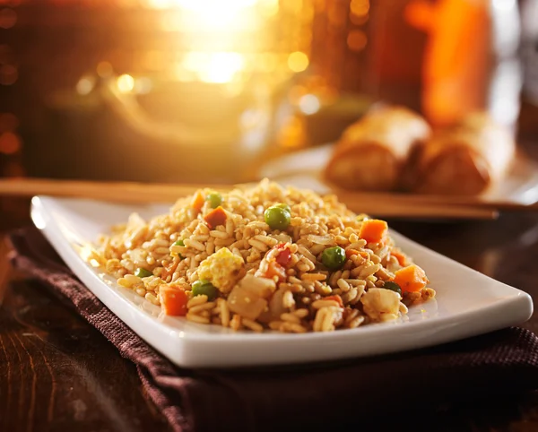 Chinese fried rice on plate — Stock Photo, Image