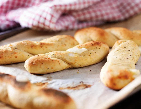 Baked mozzarella breadsticks — Stock Photo, Image