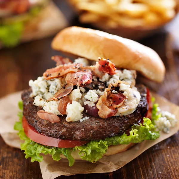 Bacon and bleu cheese gourmet burger Stock Photo by ©resnick_joshua1